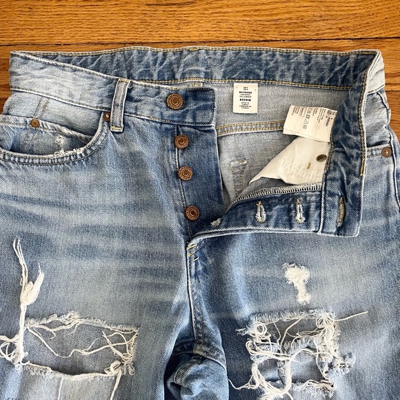 4 Boyfriend Trashed Jeans Rise 10.5” &denim H&M Ripped Faded Relaxed Straight - Picture 6 of 9